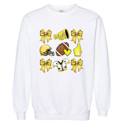 Funny Yellow Cheer Coquette Football Mom Women Girl Garment-Dyed Sweatshirt