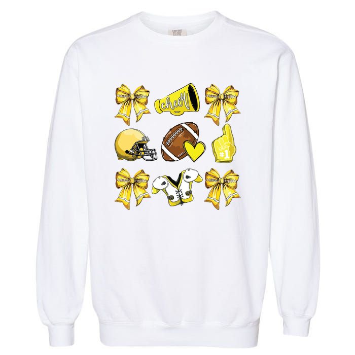 Funny Yellow Cheer Coquette Football Mom Women Girl Garment-Dyed Sweatshirt