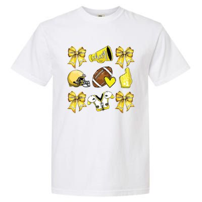 Funny Yellow Cheer Coquette Football Mom Women Girl Garment-Dyed Heavyweight T-Shirt