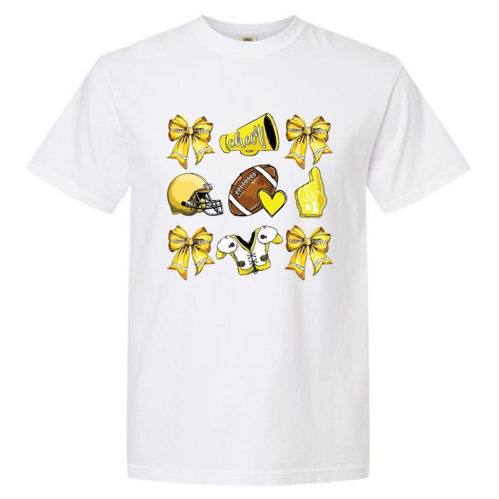 Funny Yellow Cheer Coquette Football Mom Women Girl Garment-Dyed Heavyweight T-Shirt