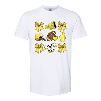 Funny Yellow Cheer Coquette Football Mom Women Girl Softstyle CVC T-Shirt