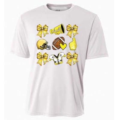 Funny Yellow Cheer Coquette Football Mom Women Girl Cooling Performance Crew T-Shirt