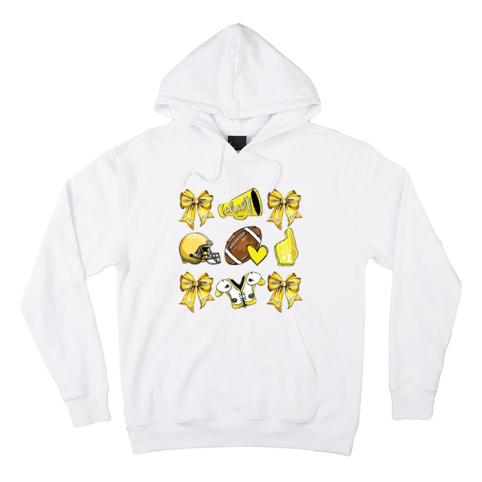 Funny Yellow Cheer Coquette Football Mom Women Girl Hoodie