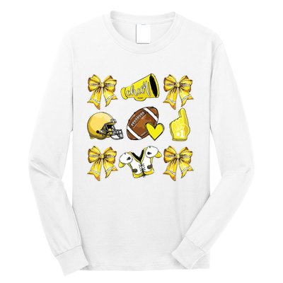 Funny Yellow Cheer Coquette Football Mom Women Girl Long Sleeve Shirt