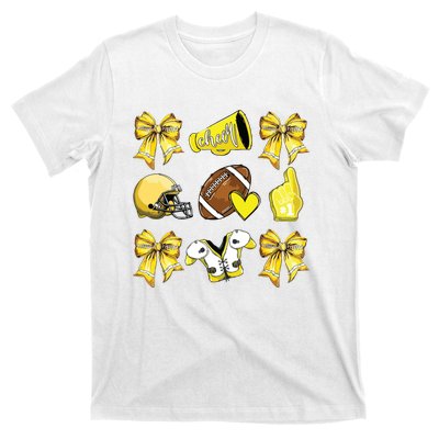 Funny Yellow Cheer Coquette Football Mom Women Girl T-Shirt