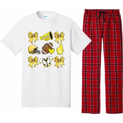 Funny Yellow Cheer Coquette Football Mom Women Girl Pajama Set