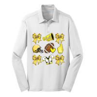 Funny Yellow Cheer Coquette Football Mom Women Girl Silk Touch Performance Long Sleeve Polo