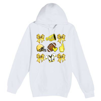 Funny Yellow Cheer Coquette Football Mom Women Girl Premium Pullover Hoodie