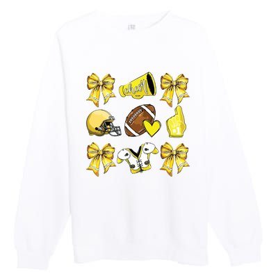 Funny Yellow Cheer Coquette Football Mom Women Girl Premium Crewneck Sweatshirt