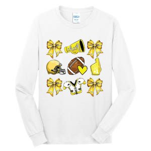 Funny Yellow Cheer Coquette Football Mom Women Girl Tall Long Sleeve T-Shirt