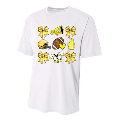 Funny Yellow Cheer Coquette Football Mom Women Girl Performance Sprint T-Shirt