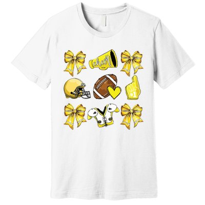 Funny Yellow Cheer Coquette Football Mom Women Girl Premium T-Shirt