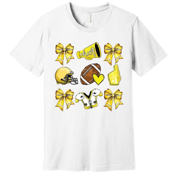 Funny Yellow Cheer Coquette Football Mom Women Girl Premium T-Shirt