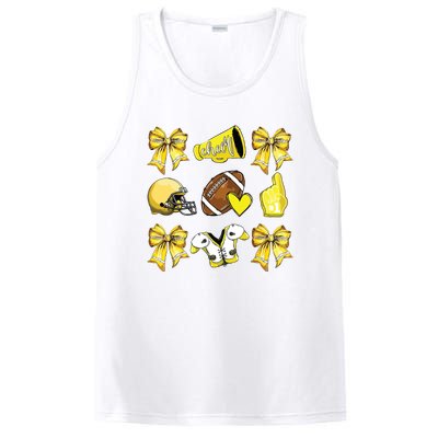 Funny Yellow Cheer Coquette Football Mom Women Girl PosiCharge Competitor Tank