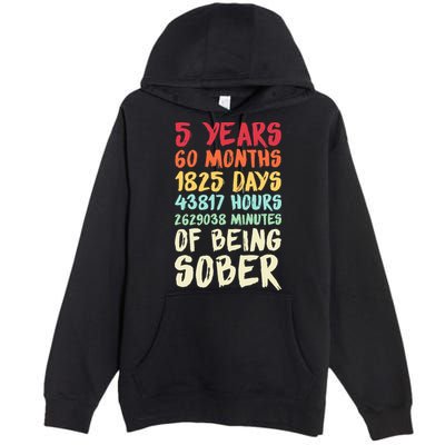 Five Years Clean Addiction Recovery 5 Years Sober Premium Pullover Hoodie