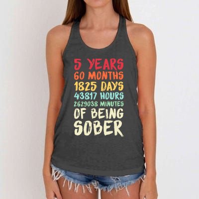 Five Years Clean Addiction Recovery 5 Years Sober Women's Knotted Racerback Tank