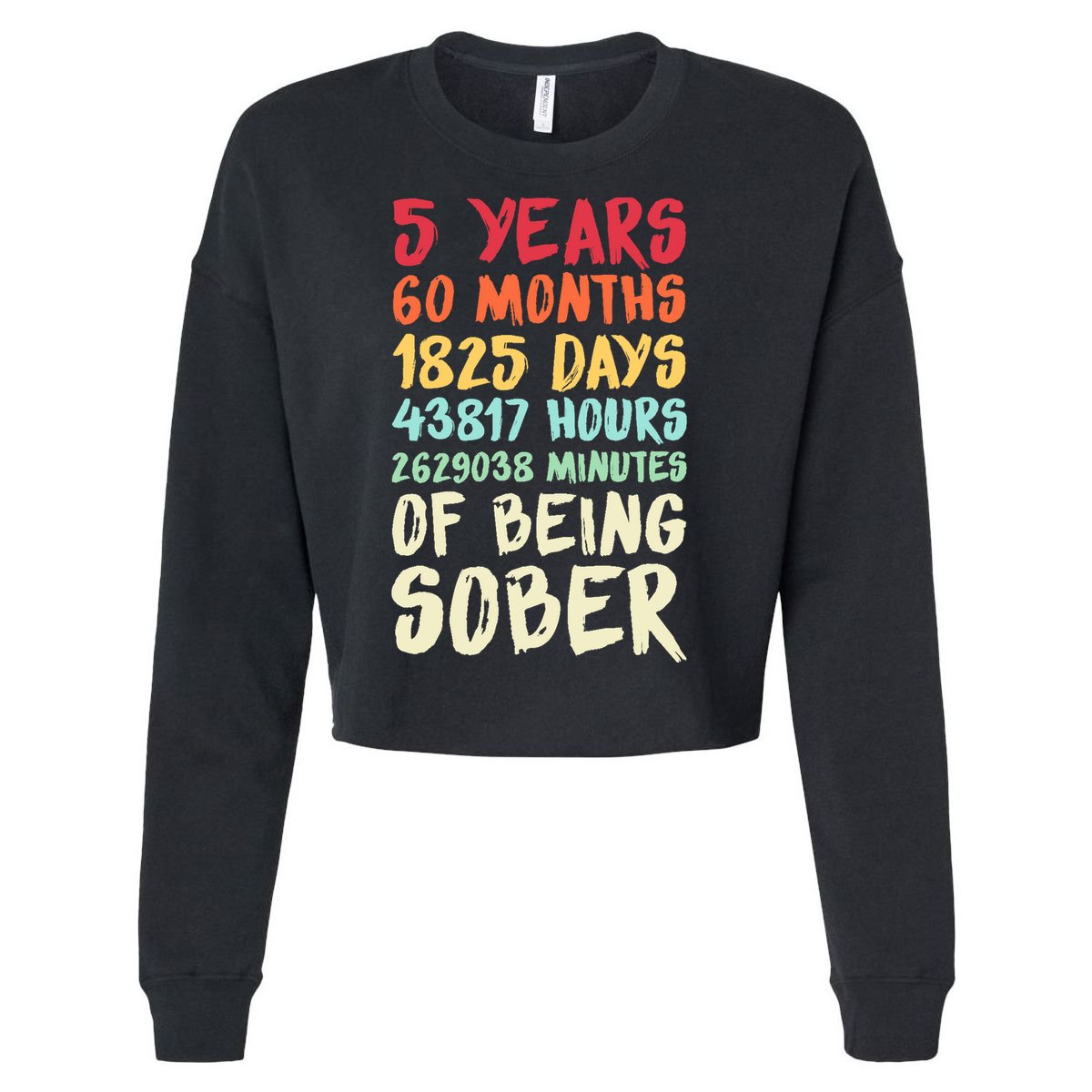 Five Years Clean Addiction Recovery 5 Years Sober Cropped Pullover Crew