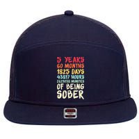 Five Years Clean Addiction Recovery 5 Years Sober 7 Panel Mesh Trucker Snapback Hat