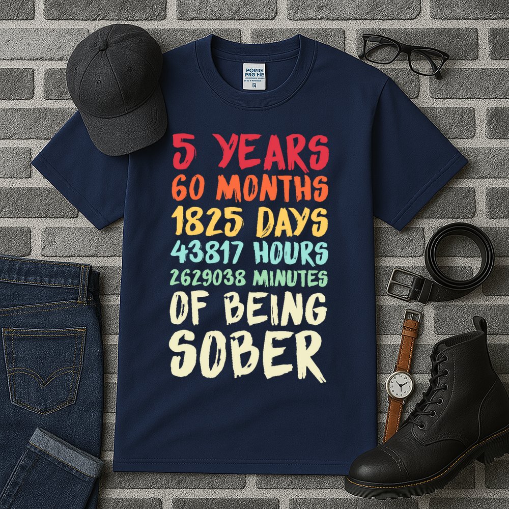 Five Years Clean Addiction Recovery 5 Years Sober Tall T-Shirt