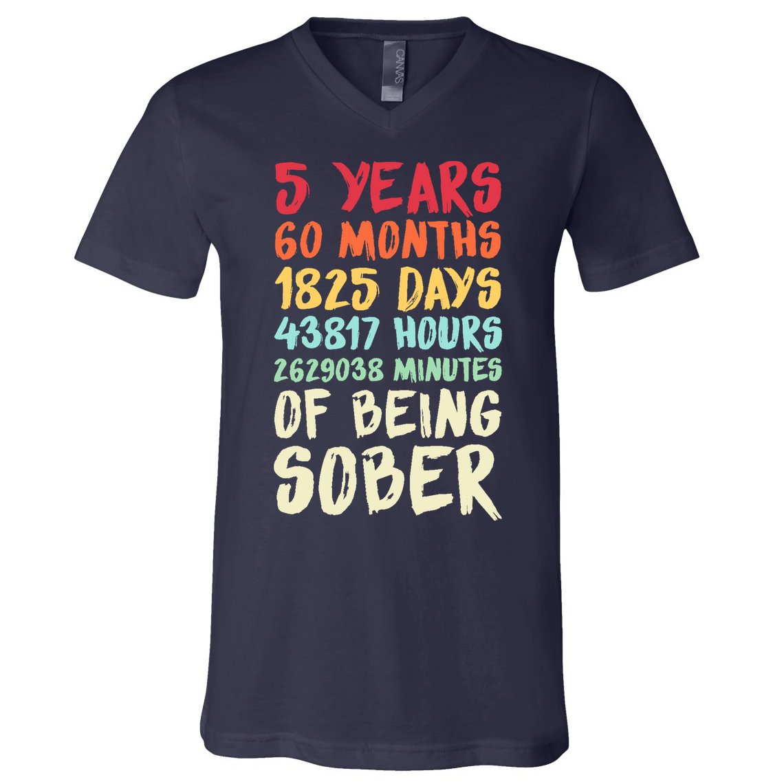 Five Years Clean Addiction Recovery 5 Years Sober V-Neck T-Shirt