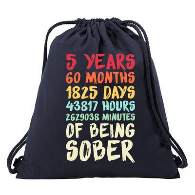 Five Years Clean Addiction Recovery 5 Years Sober Drawstring Bag