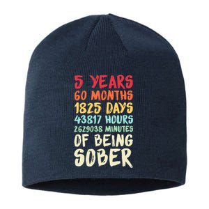 Five Years Clean Addiction Recovery 5 Years Sober Sustainable Beanie