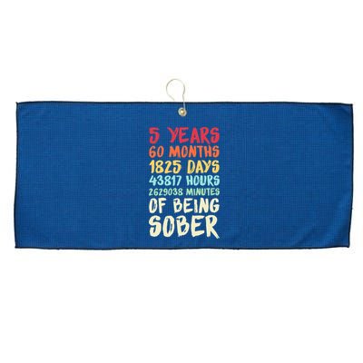 Five Years Clean Addiction Recovery 5 Years Sober Large Microfiber Waffle Golf Towel