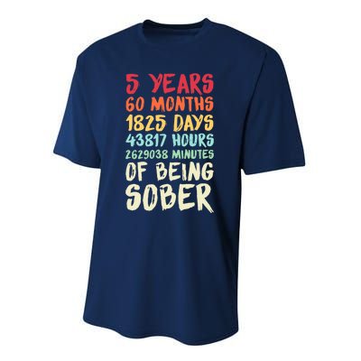 Five Years Clean Addiction Recovery 5 Years Sober Performance Sprint T-Shirt