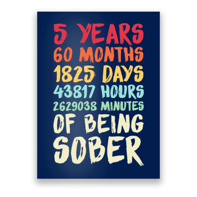 Five Years Clean Addiction Recovery 5 Years Sober Poster
