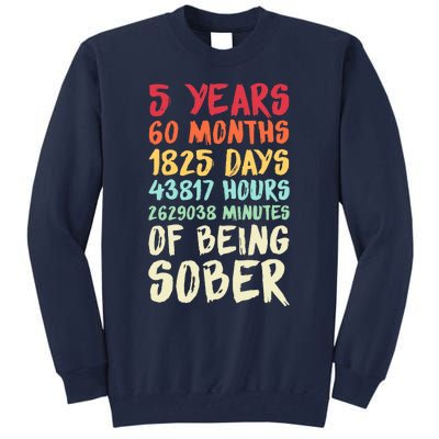 Five Years Clean Addiction Recovery 5 Years Sober Tall Sweatshirt