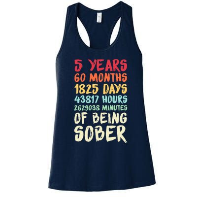 Five Years Clean Addiction Recovery 5 Years Sober Women's Racerback Tank