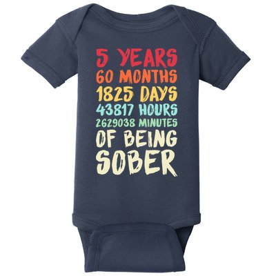 Five Years Clean Addiction Recovery 5 Years Sober Baby Bodysuit