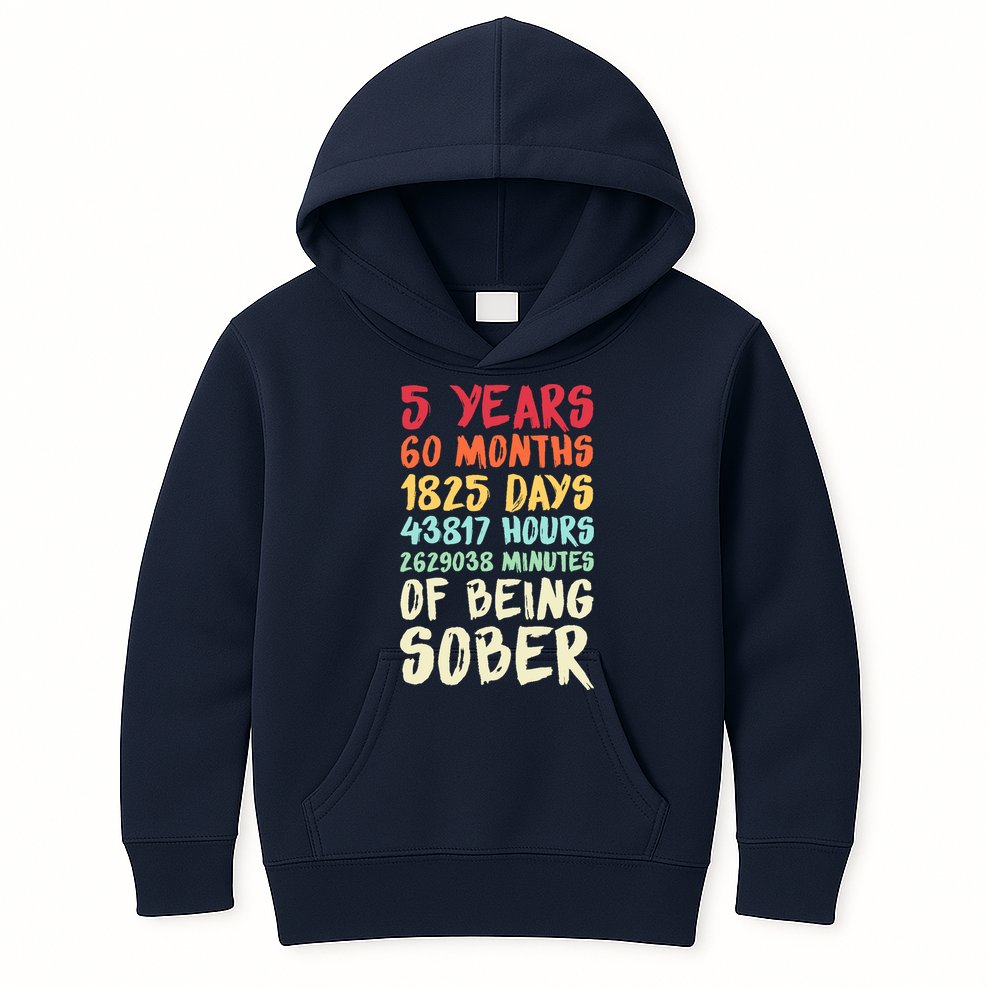 Five Years Clean Addiction Recovery 5 Years Sober Kids Hoodie