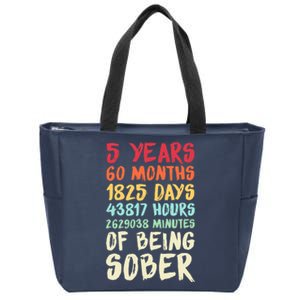 Five Years Clean Addiction Recovery 5 Years Sober Zip Tote Bag