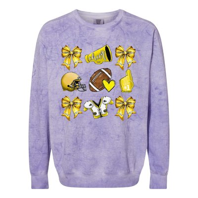 Funny Yellow Cheer Coquette Football Mom Women Girl Gift Colorblast Crewneck Sweatshirt