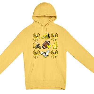 Funny Yellow Cheer Coquette Football Mom Women Girl Gift Premium Pullover Hoodie