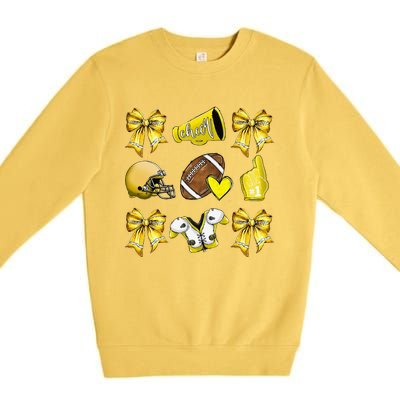 Funny Yellow Cheer Coquette Football Mom Women Girl Gift Premium Crewneck Sweatshirt