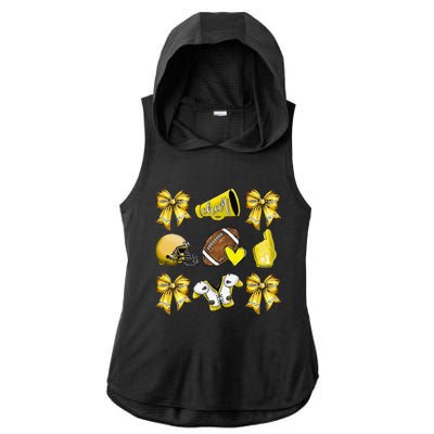 Funny Yellow Cheer Coquette Football Mom Women Girl Gift Ladies PosiCharge Tri-Blend Wicking Draft Hoodie Tank