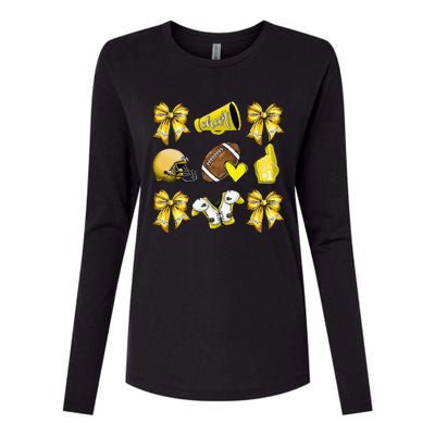 Funny Yellow Cheer Coquette Football Mom Women Girl Gift Womens Cotton Relaxed Long Sleeve T-Shirt