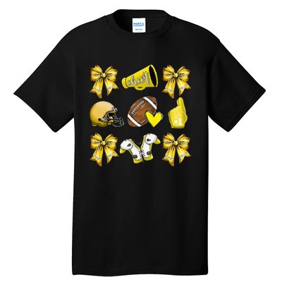 Funny Yellow Cheer Coquette Football Mom Women Girl Gift Tall T-Shirt