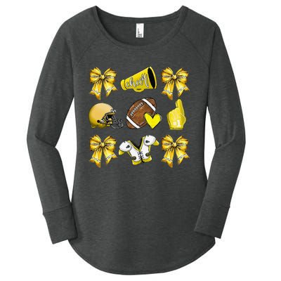 Funny Yellow Cheer Coquette Football Mom Women Girl Gift Women's Perfect Tri Tunic Long Sleeve Shirt