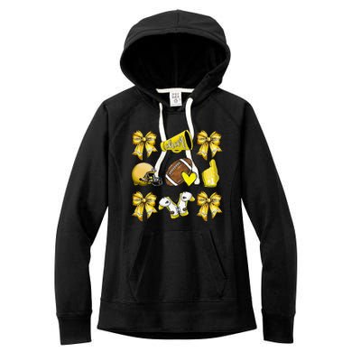 Funny Yellow Cheer Coquette Football Mom Women Girl Gift Women's Fleece Hoodie