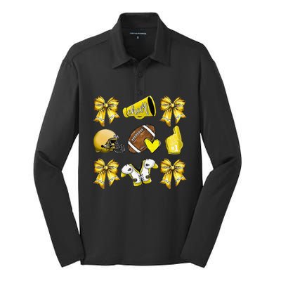 Funny Yellow Cheer Coquette Football Mom Women Girl Gift Silk Touch Performance Long Sleeve Polo