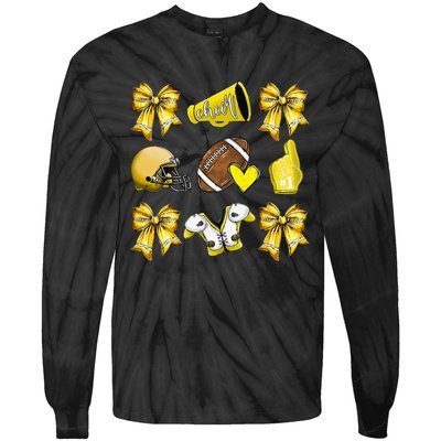 Funny Yellow Cheer Coquette Football Mom Women Girl Gift Tie-Dye Long Sleeve Shirt