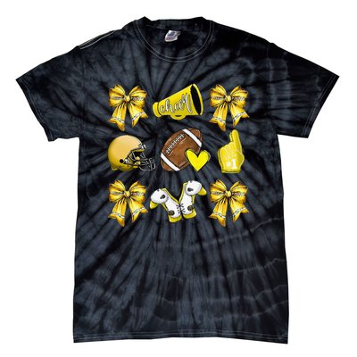 Funny Yellow Cheer Coquette Football Mom Women Girl Gift Tie-Dye T-Shirt