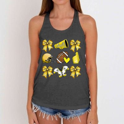 Funny Yellow Cheer Coquette Football Mom Women Girl Gift Women's Knotted Racerback Tank