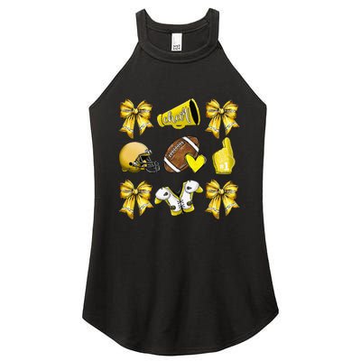 Funny Yellow Cheer Coquette Football Mom Women Girl Gift Women's Perfect Tri Rocker Tank