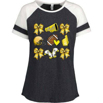 Funny Yellow Cheer Coquette Football Mom Women Girl Gift Enza Ladies Jersey Colorblock Tee