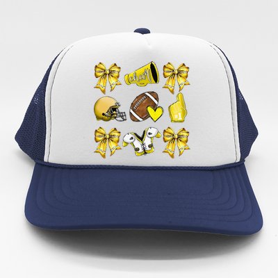 Funny Yellow Cheer Coquette Football Mom Women Girl Gift Trucker Hat