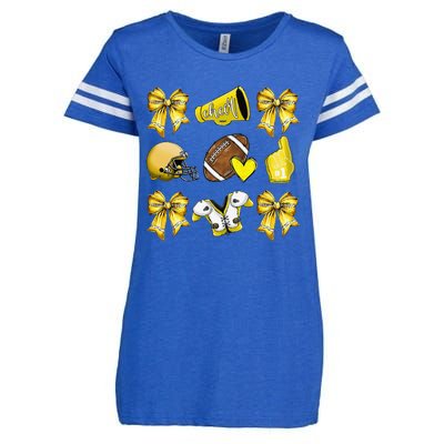 Funny Yellow Cheer Coquette Football Mom Women Girl Gift Enza Ladies Jersey Football T-Shirt